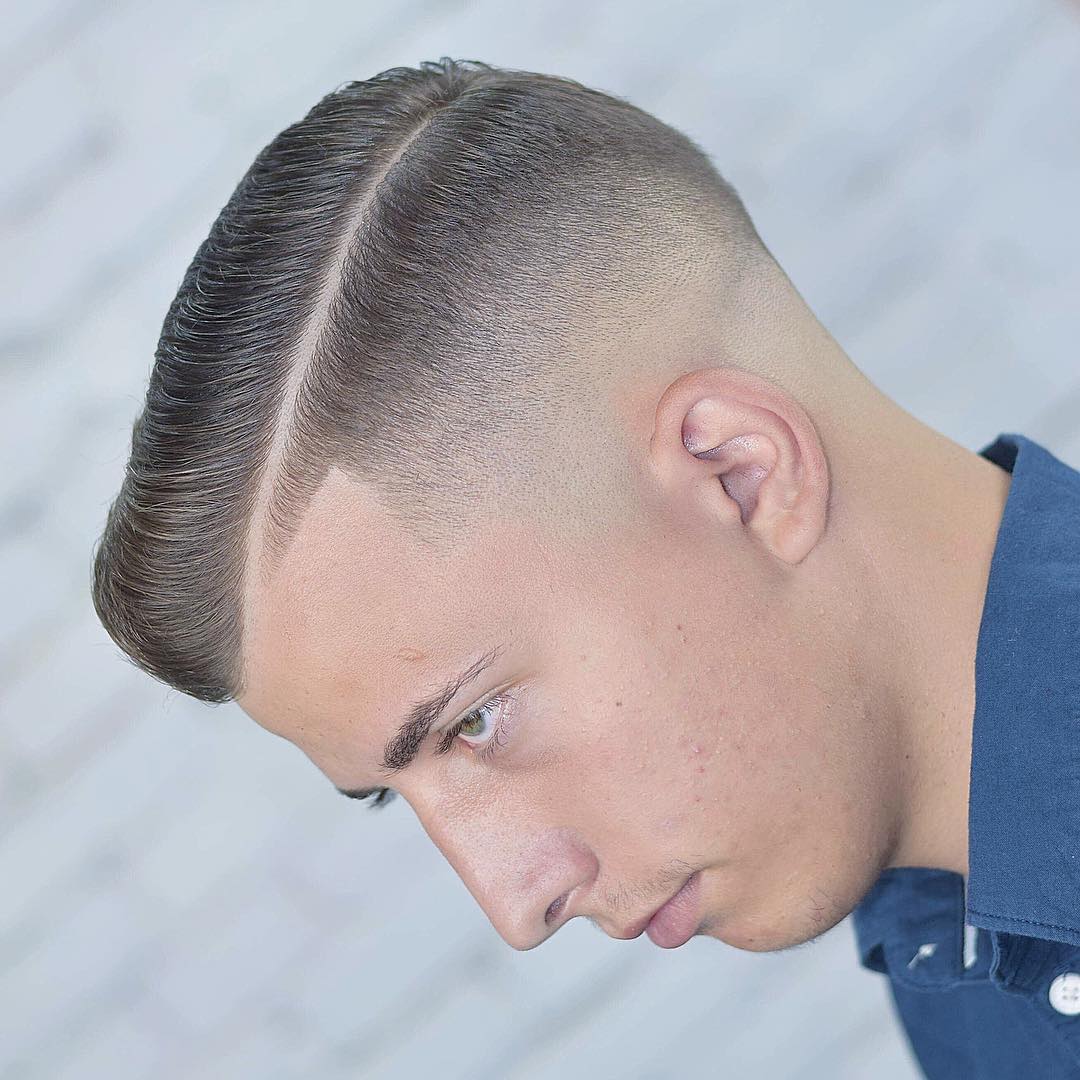 Sharp Fade + Side Part